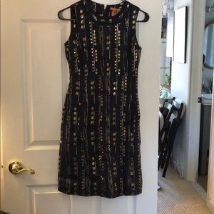 Tory Burch Navy and Gold Cocktail Dress